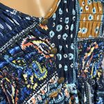 MELLODAY Mellóday Boho Paisley Patchwork Print Smocked Tunic Mini Baby Doll Dress Size M Photo 6