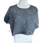 Free People Womens Oversized Stardust Sequin Batwing Gray Wool Sweater - L XL Photo 0
