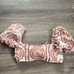 Bardot  Puff Sleeve Top Eyelet Croquette Front Tie Resort Wear XS Photo 3