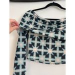 Urban Outfitters  Top Large Off Shoulder Teal Geometric‎ Long Sleeve Crop Top B11 Photo 8