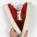 Saint Laurent Skate Red Glitter Sneakers Lace Up Low Top Size 37 Photo 8