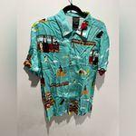 Her Universe Studio Ghibli Spirited Away Chihiro and No-Face Scenic Teal Woven Button-Up Photo 3