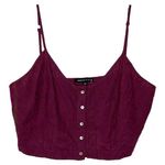 Kendall + Kylie Burgundy Crochet Embroidered Cropped Top Photo 0
