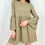 ASOS fluted sleeve smock mini dress in sage green US size 2 Photo 0