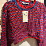 ZARA NWT Wool Alpaca Blend Crop Chunky Knit Striped Balloon Sleeve Crop Sweater Photo 7