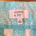 Crown & Ivy Shorts 10 Aqua and White High Waist Scalloped Hem Pockets Photo 1