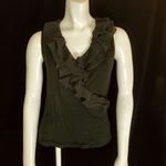 Ralph Lauren Lauren Petite Black Ruffle Faux Wrap Tank Top (P/S) Photo 1