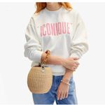 NEW CLARE V. iconique long sleeve sweatshirt in white with peony letters small Photo 1
