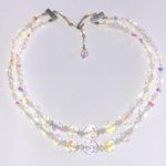 Vintage AB Rainbow Coated Crystal Beaded Boho Double Strand Necklace Photo 4