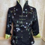 Shanghai Soho Oriental 100% Silk Asian Jacket 3D Sakura floral embroidered Sz M Black Size M Photo 0