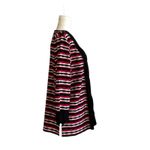 Toula Cardigan Sweater Black Red White Ruched 3/4 Sleeve Open Front Large Photo 5