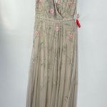 Mac Duggal  9141 Floral Embroidered Sleeveless Beige Multicolor Gown, Size 10 Photo 0