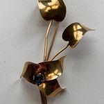 Jordan 10K by Gold Floral Brooch with Blue Gemstone Photo 0