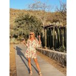 LA MAISON TALULAH Pink White Tea Time Floral Lace Trim Mini Dress Size XS Photo 6