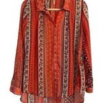 Free People Free‎ People Moonlight Mile Woven Top Hot Coral Floral Size Small Photo 0