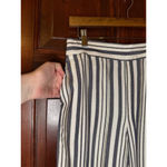 Loft Petite Small White, Blue & Silver Striped Pants with Tie Belt Photo 5