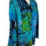Chico's  Oriental Art-to-Wear Patchwork Silk Linen Blazer Jacket Turquoise SZ 4 Photo 4