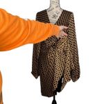 Mink Pink LARGE Gold Patterned Front Bunch Snap V Neck Valentina Mini Dress Photo 9