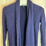 Ralph Lauren Women’s Lauren Cable Knit Long Heavy Cardigan Size Small Royal Blue Photo 3