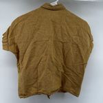 Madewell Short Sleeve Tie Front Linen Button Down Top Pocket Cropped Yellow XXS Photo 5