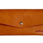 Wundermax Leather Wallet Think Happy Be Happy Burnt Orange Vegan Leather New Photo 0