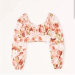 Abercrombie & Fitch Cropped Floral Satin Blouse Photo 2