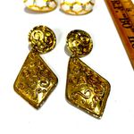 American Vintage Elegant Gold Dangle Earrings with a E Rambaud flair in Gold tone spiral design Photo 0