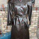 leather trench coat brown double breasted Vintage 1970s sz 7 Photo 0