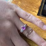 Natural Pink Sapphire Moissanite Sterling Silver Ring Size 8 Photo 3