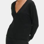 UGG  Size Medium Black Ribbed Three Button Long Sleeve Top. New With Tags. Photo 2