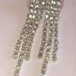 Silver Tone CZ Rhinestone Dangling Classic Runway Formal Pierced Earrings Photo 1
