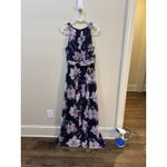 XScape Women's Blue Floral Chiffon Halter-Neck Gown Dress Size 6 Ruffle Photo 1