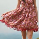 New Eddy GAVIN FRINGE MINI DRESS in RED/BLUSH FLORAL PRINT sz S Red Photo 0