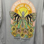 Simply Southern  T-Shirt Women Kind Butterfly Flowers Medium Large Gray Oversized Photo 1