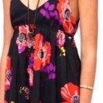 Roxy Love Seeker Black Floral Open Back Dress Size Medium Photo 0