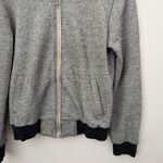 Marine layer | Tweed Pippa Bomber Jacket "Charcoal" Black Gray Full Zip | Small Photo 4