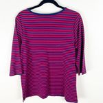 Quacker Factory Striped 3/4 Sleeves Sequin Lobster Shoulder Accents Top Medium Photo 1