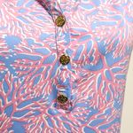 La Mer Luxe Pink White Periwinkle Coral Sleeveless V Neck Buttons Top Small Photo 8