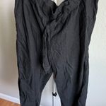 Caslon Linen Blend Women's Capri Pants Raw Hem Black Beachy Cooling Pirate 1X Photo 0