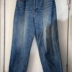 Madewell  Dad Jeans Blue Denim Baggy Straight Wide High Rise Distressed Hem 30 Photo 0