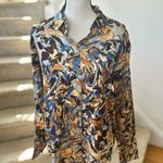 Abercrombie & Fitch Abercrombie Brown & Blue Watercolor Swirl Satin Button Down Photo 1