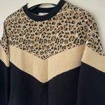 Mango Leopard Chevron 100% Cotton Sweatshirt Black and Tan Small Photo 2
