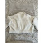 Shaci Blue Womens White Button Up Collared Furry Cropped Jacket Small Photo 1