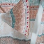 Charlie Paige  S/M Boho Paisley Striped Bell Sleeve Orange Turquoise Pastels Top Photo 4