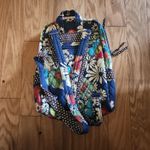 Quilted Backpack Womens Navy Blue Floral Polka Dot Zipper Boho Photo 1