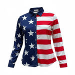 Ranch Dress'n American Flag Western Shirt Stretch Patriotic Rodeo Women’s XXL Blue Photo 0