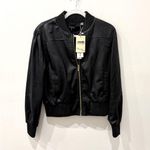 T Tahari NWT  Faux Leather Full Zip Cropped Bomber Jacket Black Women's Medium Photo 1