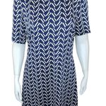 Julie Brown NYC Womens Medium Short Sleeve Blue White Midi Sheath Dress Zipper Photo 6
