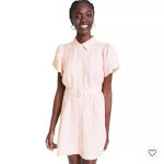 Alexis  for Target pink stripe linen blend belted dress short sleeve small L25 Photo 3