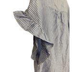 Lola River Women's Blue White Striped Ruffle Sleeve Button Photo 6